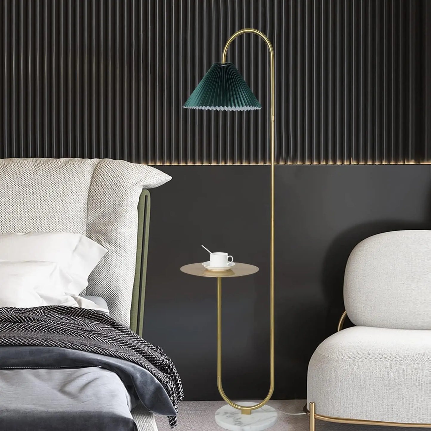 Modern Floor Lamp with Tray and Footswitch