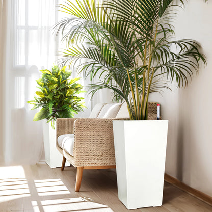 2 PCS 22.4 Inch Tall Planter Indoor ＆ Outdoor Taper Planter - Black or White
