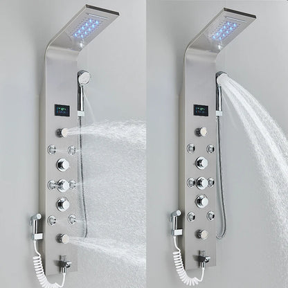 LED Shower Panel with Rainfall/Waterfall and Body Spray Heads