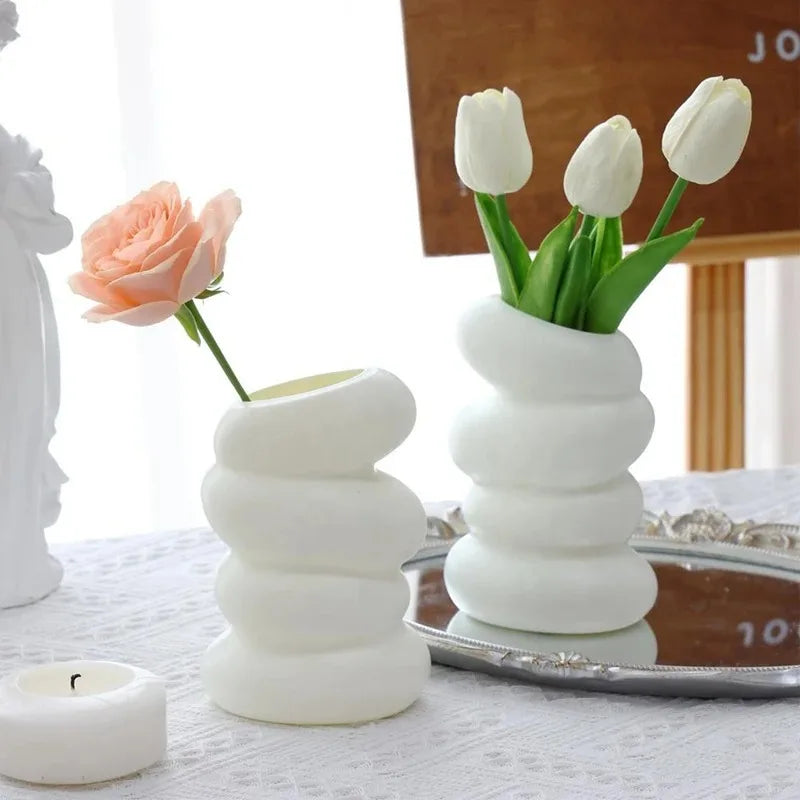 Nordic Inspired Spiral White Flower Vase