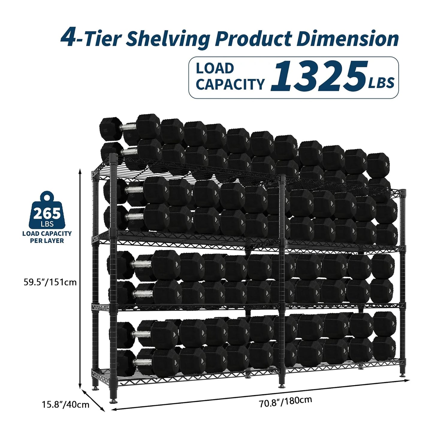 Heavy Duty Adjustable Metal  Storage, 4/5 Shelves Tiers