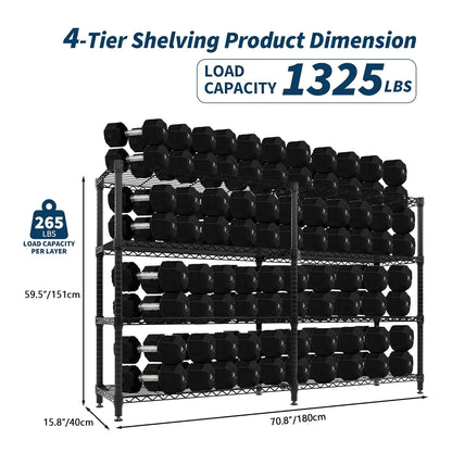 Heavy Duty Adjustable Metal  Storage, 4/5 Shelves Tiers