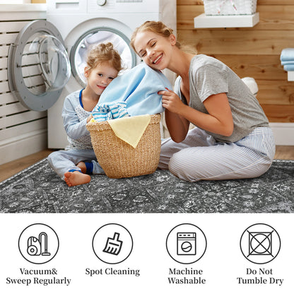 Machine Washable, Non-Slip,Stain & Water Resistant, Low-Pile Moroccan Rug for Every Room