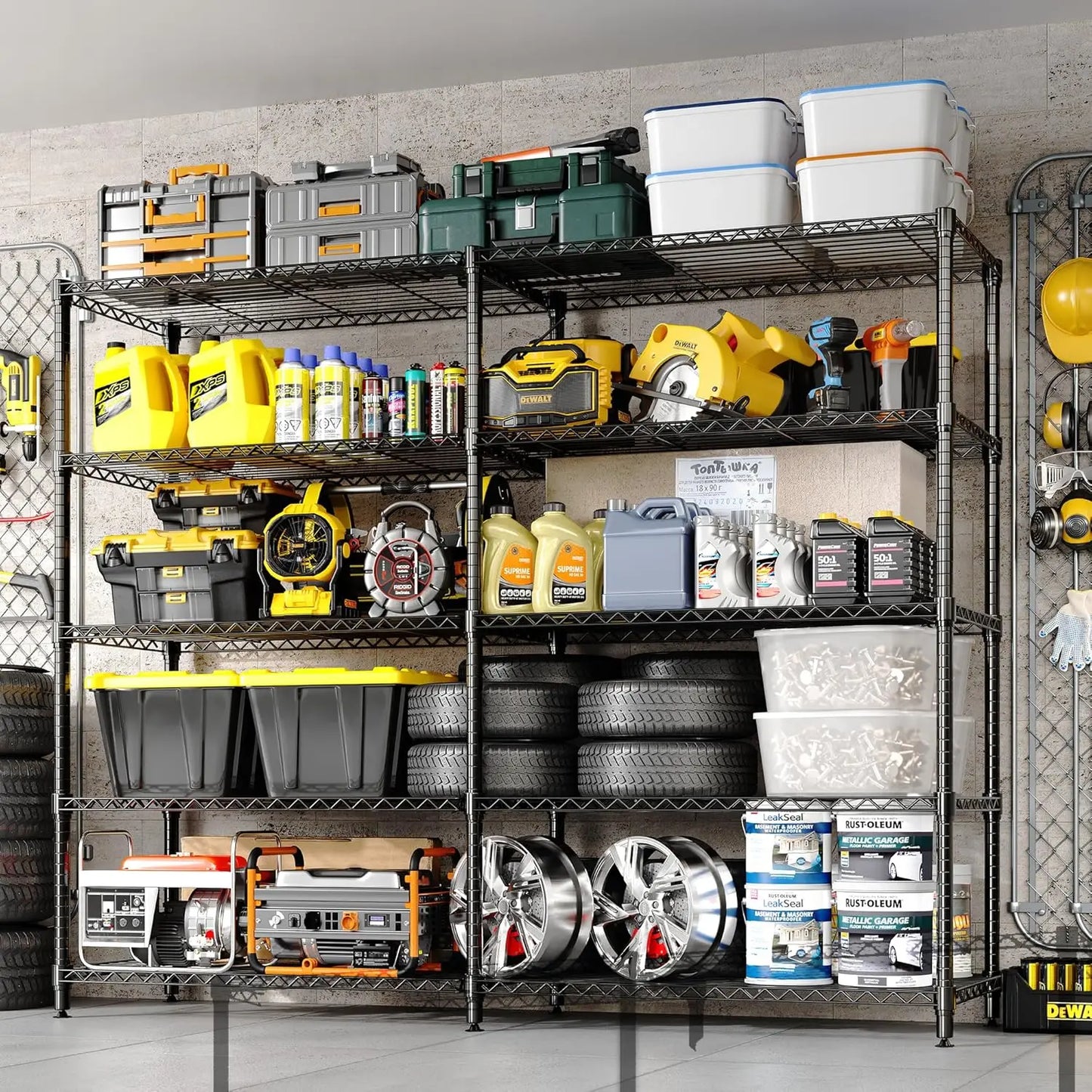 Heavy Duty Adjustable Metal  Storage, 4/5 Shelves Tiers