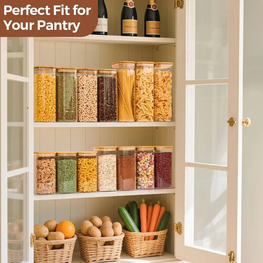 1.6 Qt Airtight Glass Storage Canister with Wood Lid