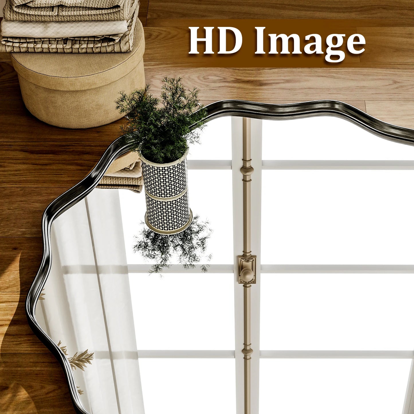 Wavy Round Decorative Wall Mirror with Deep Frame