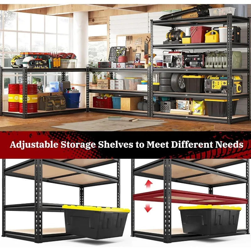 5 Tier Metal Garage Shelving 2500LBS Capacity: 72" H x 40" W x 20" D