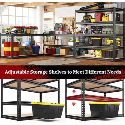 5 Tier Metal Garage Shelving 2500LBS Capacity: 72" H x 40" W x 20" D