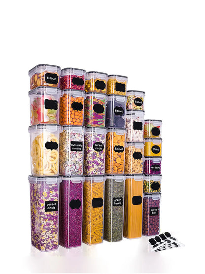 18pcs, Storage containers with airtight and watertight lids and labels