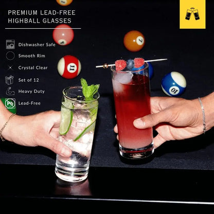 Premium12oz Cocktail Tumbler Glass Set,  Set of 12