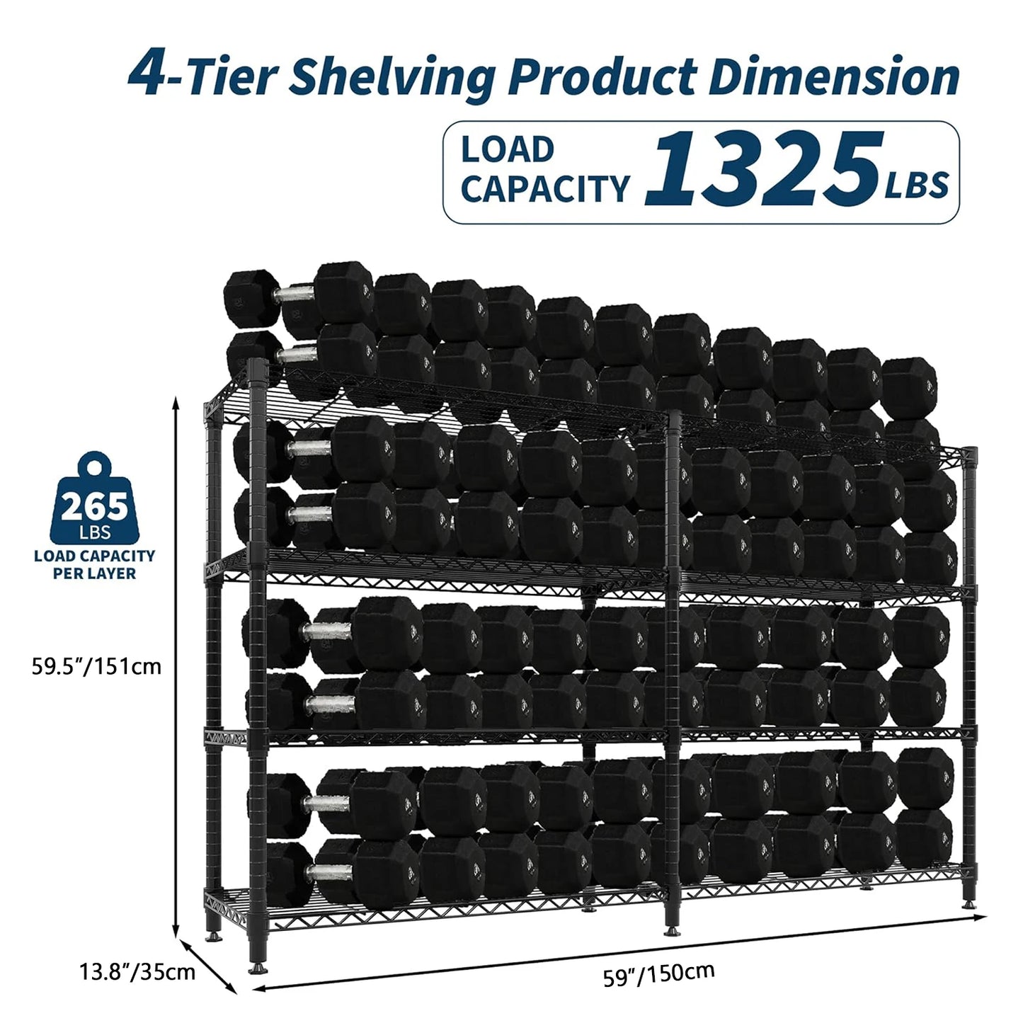 Heavy Duty Adjustable Metal  Storage, 4/5 Shelves Tiers