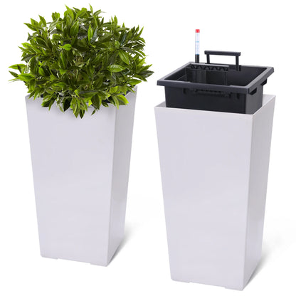 2 PCS 22.4 Inch Tall Planter Indoor ＆ Outdoor Taper Planter - Black or White