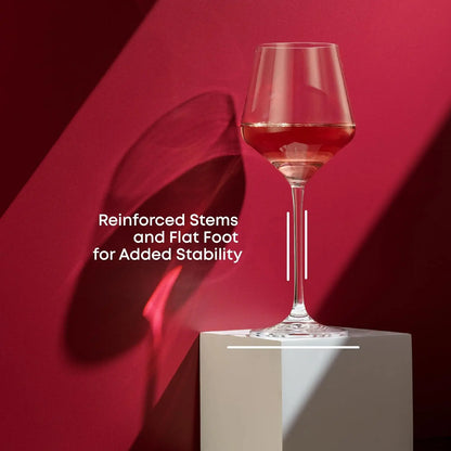 White , Set of 4 13.5 oz Clear Italian Wine Glasses  – Made in Europe