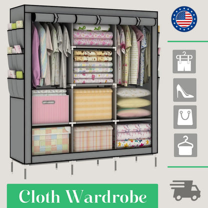 Portable Closet Storage Organizer Clothes Wardrobe