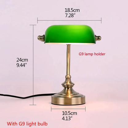 Bankers desk Lamp with Glass Shade , Multiple Colors