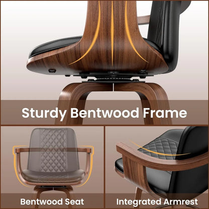 Set of 2, 26 Inch Counter Height Swivel Upholstered PU Leather Bar Stools with Arms
