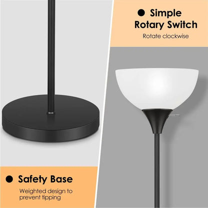 Modern Torchiere Floor Lamp with White Plastic Shade