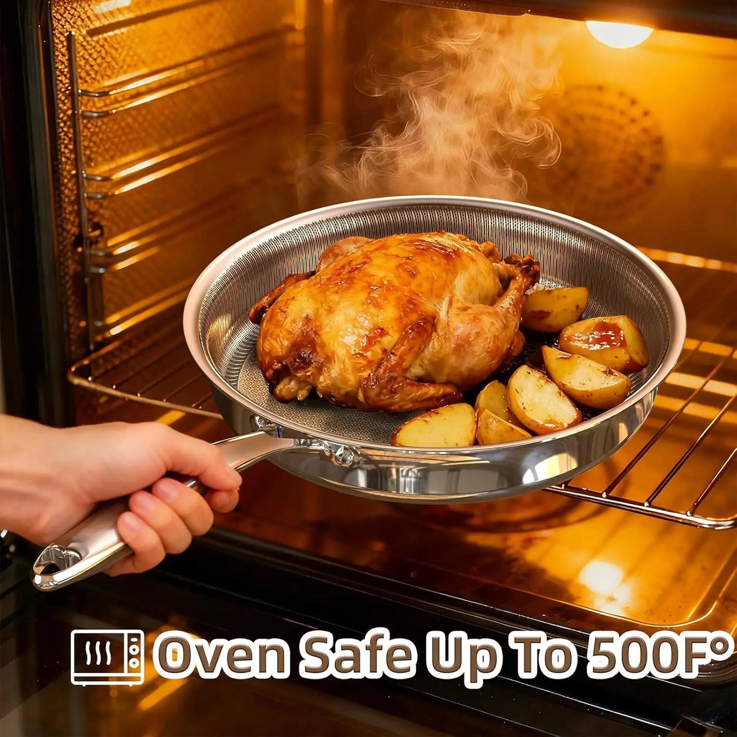 14-Piece Stainless Steel Cookware Set with Non-Stick Coating, Induction Compatible & Oven Safe