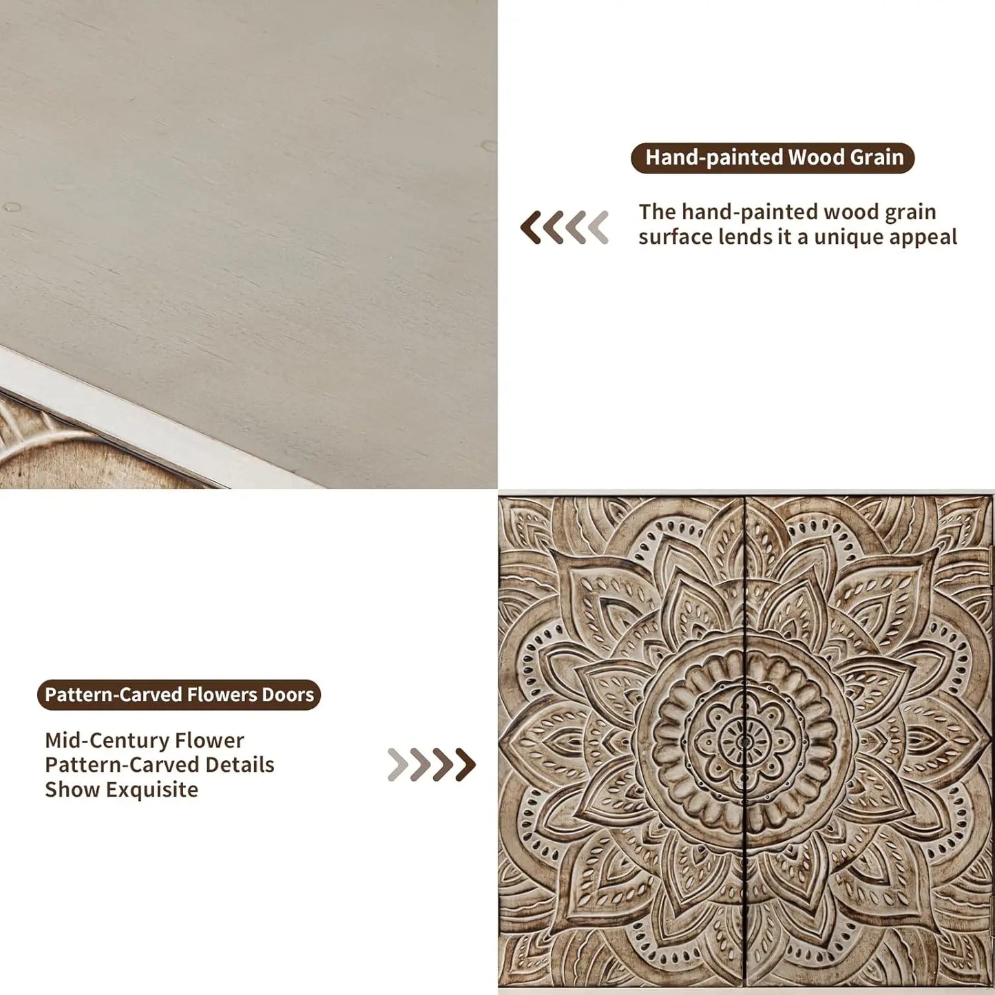 32" Wood Credenza Accent Cabinet with Doors and Shelf