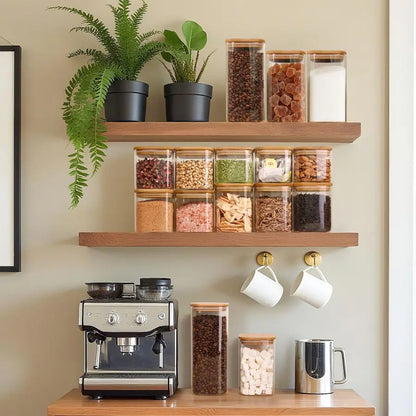 1.6 Qt Airtight Glass Storage Canister with Wood Lid
