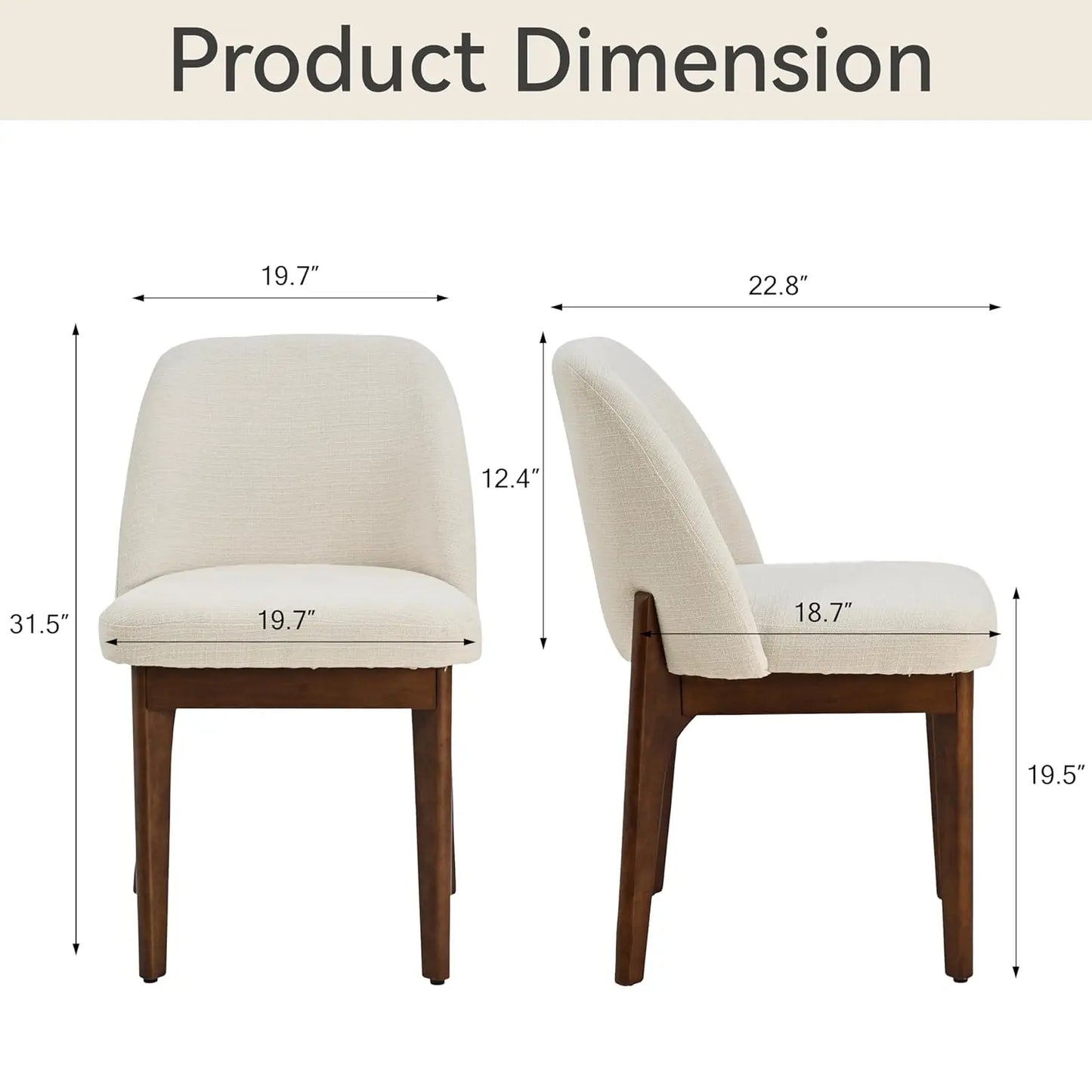 Upholstered Wooden Dining Room Chairs with Rubberwood Legs and Padded Seats, Set of 2