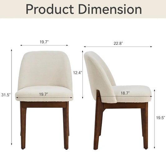 Upholstered Wooden Dining Room Chairs with Rubberwood Legs and Padded Seats, Set of 2