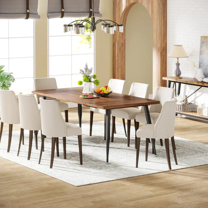 Modern Farmhouse-Industrial Dining Table for 6-8 People, 180x80x75cm