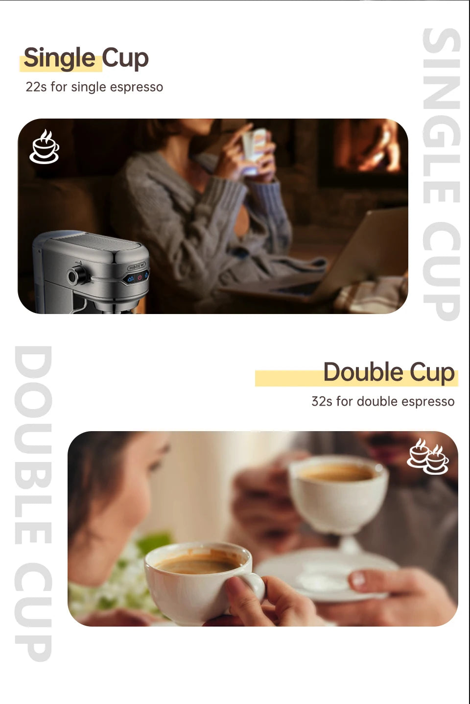 Super Slim ESE POD & Powder Espresso/Cappuccino Coffee Maker and Hot Water