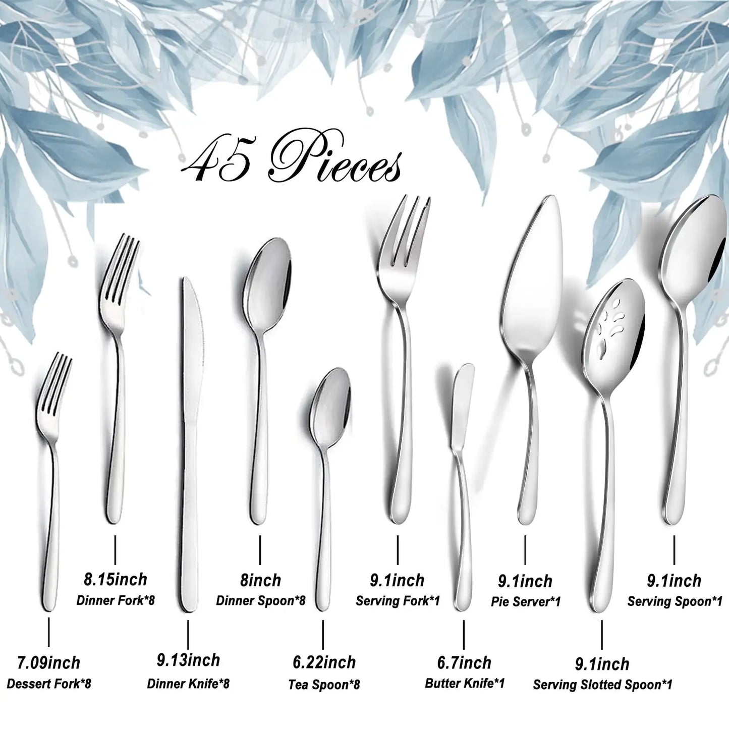 4/8/12 Place Silverware Setting Sets, Includes  5 Pcs Serving Set