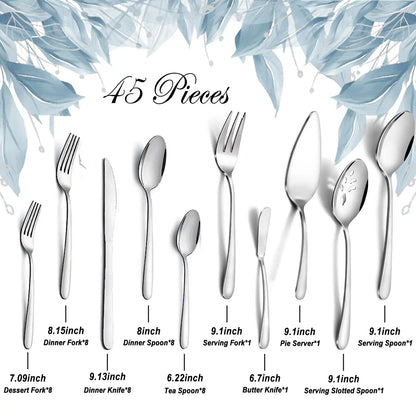 4/8/12 Place Silverware Setting Sets, Includes  5 Pcs Serving Set